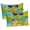 thumbnail image 1 of Ambesonne Cool Pillow Sham 2 Pack, Turtle Drinking Cocktail, 30"x20", Green Orange Pale Blue, 1 of 3