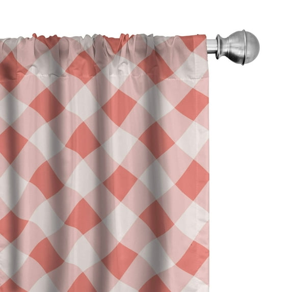 Ambesonne Coral Window Curtains, Vintage Old Fashion Art, Each 28" W x 63" L, Coral Cream