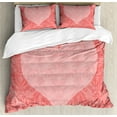 thumbnail image 1 of Ambesonne Coral Duvet Cover Sets, Pink Heart Damask, 2-King, Coral Pale Pink, 1 of 3
