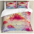 thumbnail image 1 of Ambesonne Coral Duvet Cover Sets, Vibrant Clouds Scenic, 2-King, Coral Purple Pale Blue, 1 of 3