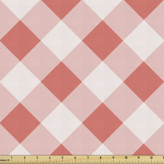 Ambesonne Coral Fabric by the Yard Upholstery, Vintage Old Fashion Art, 5 Yards, Coral Cream