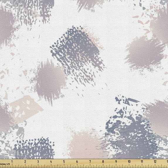 Ambesonne Coral Fabric by the Yard Upholstery, Watercolor Splashes Blots Art, 5 Yards, Pale Lavender Rose White