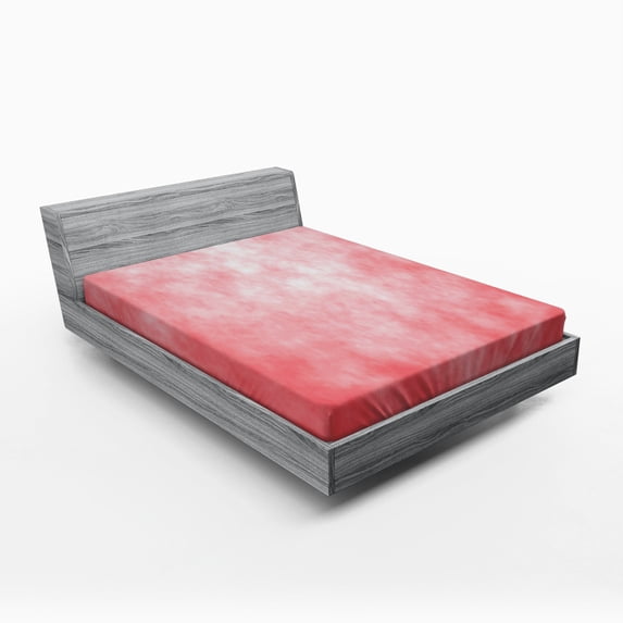 Ambesonne Coral Fitted Sheet, Pale Spring Watercolor, Full Size, Coral Peach Salmon