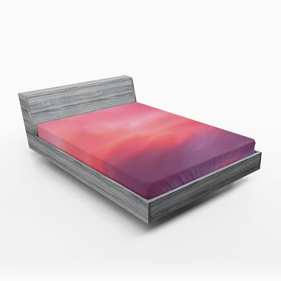 Ambesonne Coral Fitted Sheet, Vanilla Sky, King Size, Pale Pink Coral Lilac