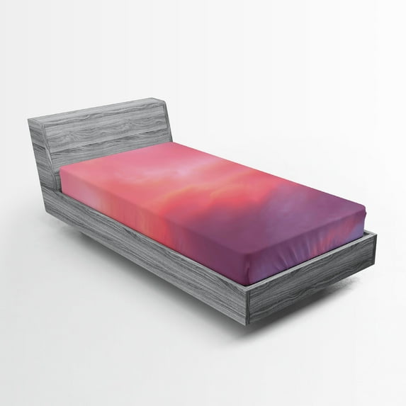 Ambesonne Coral Fitted Sheet, Vanilla Sky, Twin XL Size, Pale Pink Coral Lilac