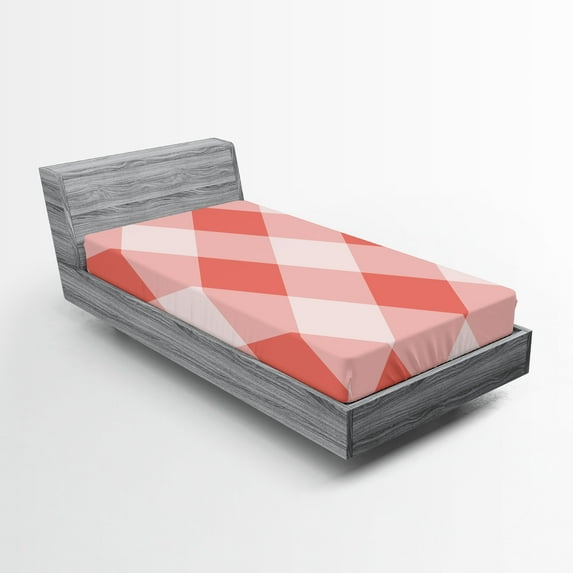 Ambesonne Coral Fitted Sheet, Vintage Old Fashion Art, Twin XL Size, Coral Cream