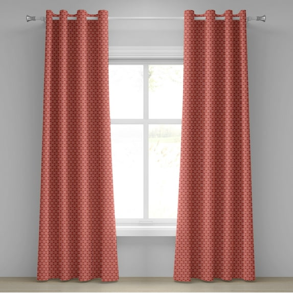 Ambesonne Coral Grommet Curtain, Flower Floral Romance, 50" x 108", Coral