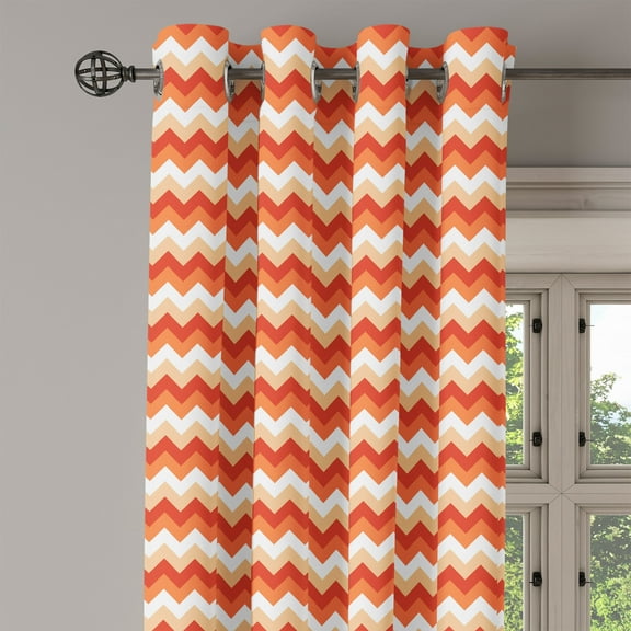 Ambesonne Coral Grommet Curtain Single Panel, Chevron Arrows Geometric, 50"x60", Orange Coral White