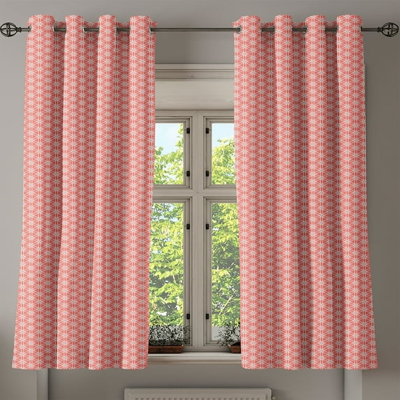 Ambesonne Coral Grommet Curtain, Sunflowers Damask Floral, 50" x 63", Coral White