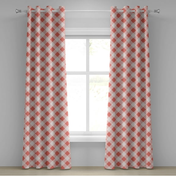 Ambesonne Coral Grommet Curtain, Vintage Old Fashion Art, 50" x 108", Coral Cream