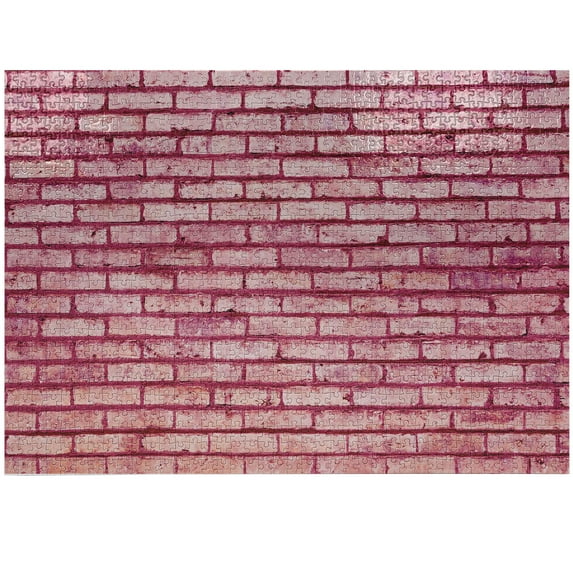 Ambesonne Coral Jigsaw Puzzle, Old Brick Wall Facade, Heirloom-Quality Fun Activity for Family Durable Cardboard, 1000 pcs, Pink Magenta