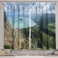 thumbnail image 1 of Ambesonne Coral Kitchen Curtains, Island Mountains Clouds Print, 55"x39", Peacock Green and Pale Teal, 1 of 3