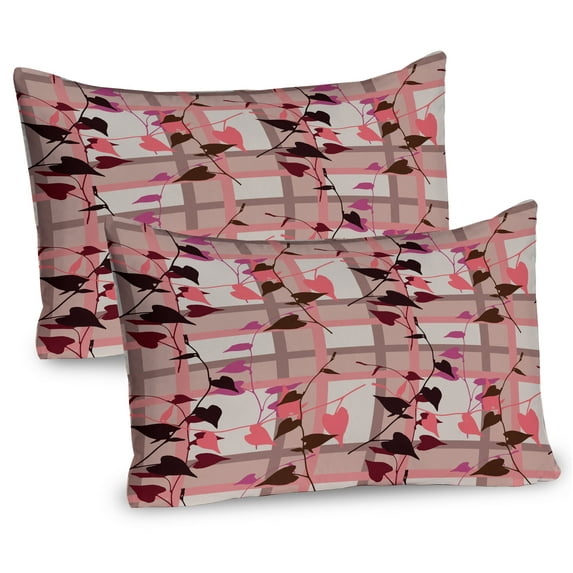 Ambesonne Coral Pillow Sham 2 Pack, Heart Swirling Leaves, 36"x20", Coral Grey