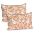 thumbnail image 1 of Ambesonne Coral Pillow Sham 2 Pack, Triangular Grid Art, 30"x20", Coral Orange White, 1 of 3