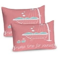 thumbnail image 1 of Ambesonne Coral Pillow Sham 2 Pack, Tub with Inspirational Saying, 26"x20", Coral and Turquoise, 1 of 1