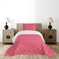 thumbnail image 1 of Ambesonne Coral Quilted Bedspread Set 2 Pcs, Antique Quatrefoil Motifs, Twin Size, Coral and Red, 1 of 3