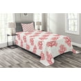 thumbnail image 1 of Ambesonne Coral Quilted Bedspread Set 2 Pcs, Underwater Seaweeds Dots, Twin Size, Coral Red White, 1 of 3