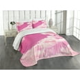 thumbnail image 1 of Ambesonne Coral Quilted Bedspread Set 3 Pcs, Pink Sunset Clouds, King Size, Pale Coral Pink, 1 of 5