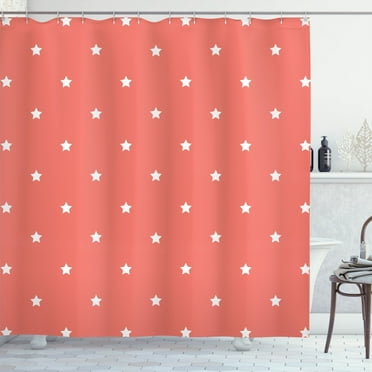 Ambesonne Coral Shower Curtain, Stars Outer, 69"Wx70"L, Coral White