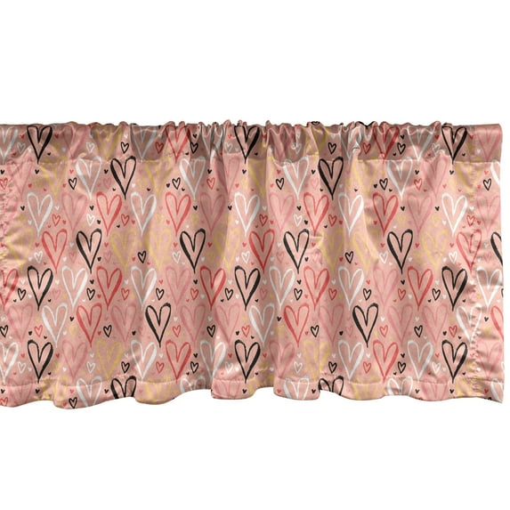 Ambesonne Coral Window Valance, Heart Valentines Love, 54" X 12", Coral
