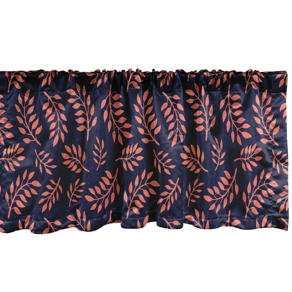 Ambesonne Coral and Navy Window Valance, Leafy Branch Pattern, 42" x 12", Purple Coral