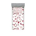 thumbnail image 1 of Ambesonne Cosmetics Fitted Sheet & Pillow Sham Set, Lipstick Kiss Makeup, Twin, Burgundy and Pink, 1 of 2