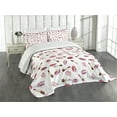 thumbnail image 1 of Ambesonne Cosmetics Quilted Bedspread Set 3 Pcs, Lipstick Kiss Makeup, Queen Size, Burgundy and Pink, 1 of 5