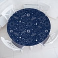 thumbnail image 1 of Ambesonne Cosmic Boho Fitted Round Tablecloth, Astrology Sun and Moon, 40"- 44" Diameter, Dark Lavender White, 1 of 1