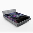 thumbnail image 1 of Ambesonne Cosmic Cat Fitted Sheet, Funny Kitten Sunglasses, Full Size, Grey and Multicolor, 1 of 2