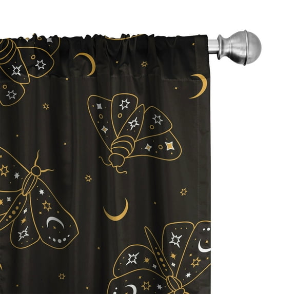 Ambesonne Cosmic Moth Curtains, Art of Medieval Wings, Pair of 28"x95", Dark Brown Pale Orange
