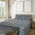 thumbnail image 1 of Ambesonne Cosmic Night Fitted & Flat Sheet with Shams 4 Pcs Set, Bumlebee Dragonfly Art, Full, Purpleblue Pale Orange, 1 of 1
