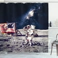 thumbnail image 1 of Ambesonne Cosmos Shower Curtain, Moon Astronaut Space, 69"Wx84"L, Blue Grey, 1 of 5