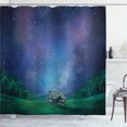 thumbnail image 1 of Ambesonne Cottage Shower Curtain, Cabin in Valley under Stars, 69"Wx70"L, Indigo and Hunter Green, 1 of 1