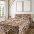 thumbnail image 1 of Ambesonne Cottagecore Fitted & Flat Sheet with Sham 3 Pcs Set, Retro Floral Pattern, Twin, Rose Pale Green Pale Ruby, 1 of 5