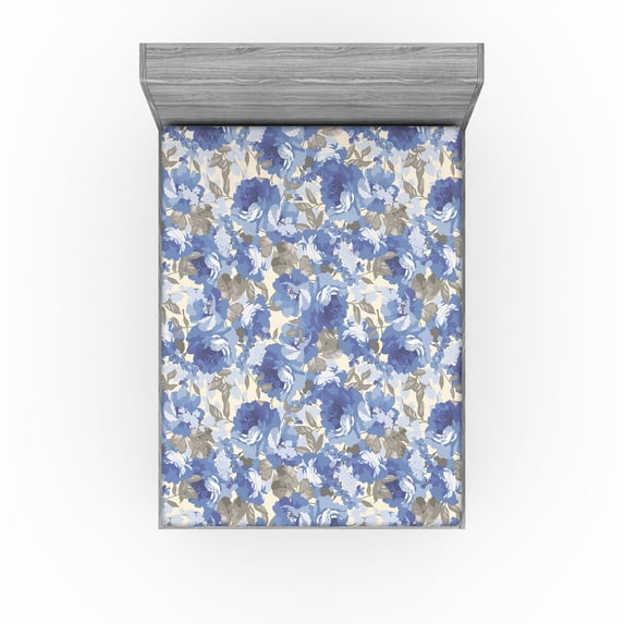 Ambesonne Cottagecore Fitted Sheet, Watercolor Rose Flowers, King Size, Dark Lavender Champagne