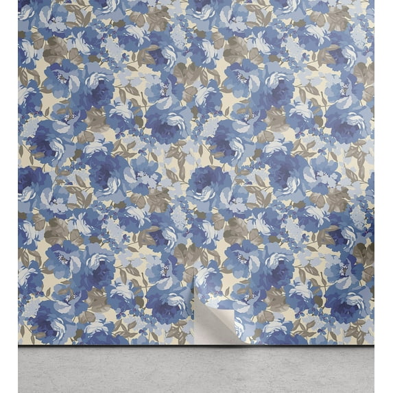 Ambesonne, Cottagecore Peel & Stick Wallpaper for Home, Watercolor Rose Flowers, 13"x72", Dark Lavender Champagne