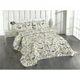 thumbnail image 1 of Ambesonne Cottagecore Quilted Coverlet 2 Pcs, Birds on Branches Art, Twin Size, Cream and Dark Lavender, 1 of 4