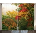 thumbnail image 1 of Ambesonne Country Curtains 2 Panel Set, Portland Japan Garden, 108" x 84", Red Yellow Green, 1 of 3