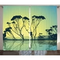 thumbnail image 1 of Ambesonne Country Curtains 2 Panel Set, Tree Silhouettes Scenic, 108" x 84", Yellow Blue, 1 of 3