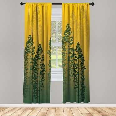 Ambesonne Country Curtains, Pine Trees Woodland Ombre, Pair of 28"x63", Pale Orange
