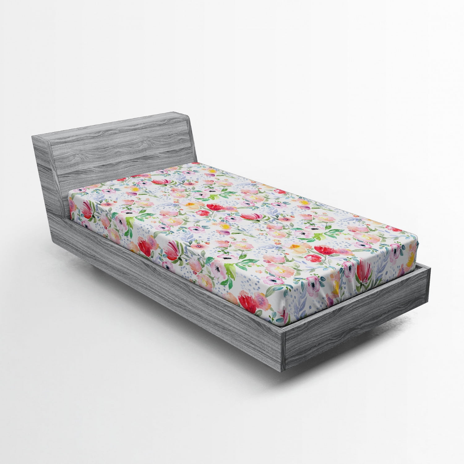 Twin Multicolor Floral Microfiber Fitted Sheet