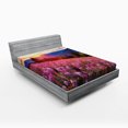 thumbnail image 1 of Ambesonne Country Fitted Sheet, Spring Mountains Floral, Queen Size, Pink Blue, 1 of 3