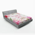 thumbnail image 1 of Ambesonne Country Fitted Sheet, Watercolor Flowers Leaf, Full Size, Pale Pink and Green, 1 of 2