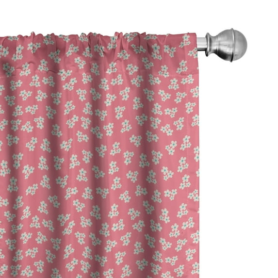 Ambesonne Country Home Curtains, Daisies Composition, Pair of 28"x84", Teal Pink White