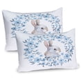 thumbnail image 1 of Ambesonne Country Pillow Sham 2 Pack, Rabbit Portrait, 36"x20", Blue Grey White, 1 of 3