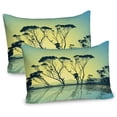 thumbnail image 1 of Ambesonne Country Pillow Sham 2 Pack, Tree Silhouettes Scenic, 26"x20", Yellow Blue, 1 of 3