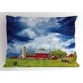 thumbnail image 1 of Ambesonne Country Pillow Sham, Warehouse Barn Scenery, 26" X 20", Apple Green White, 1 of 2