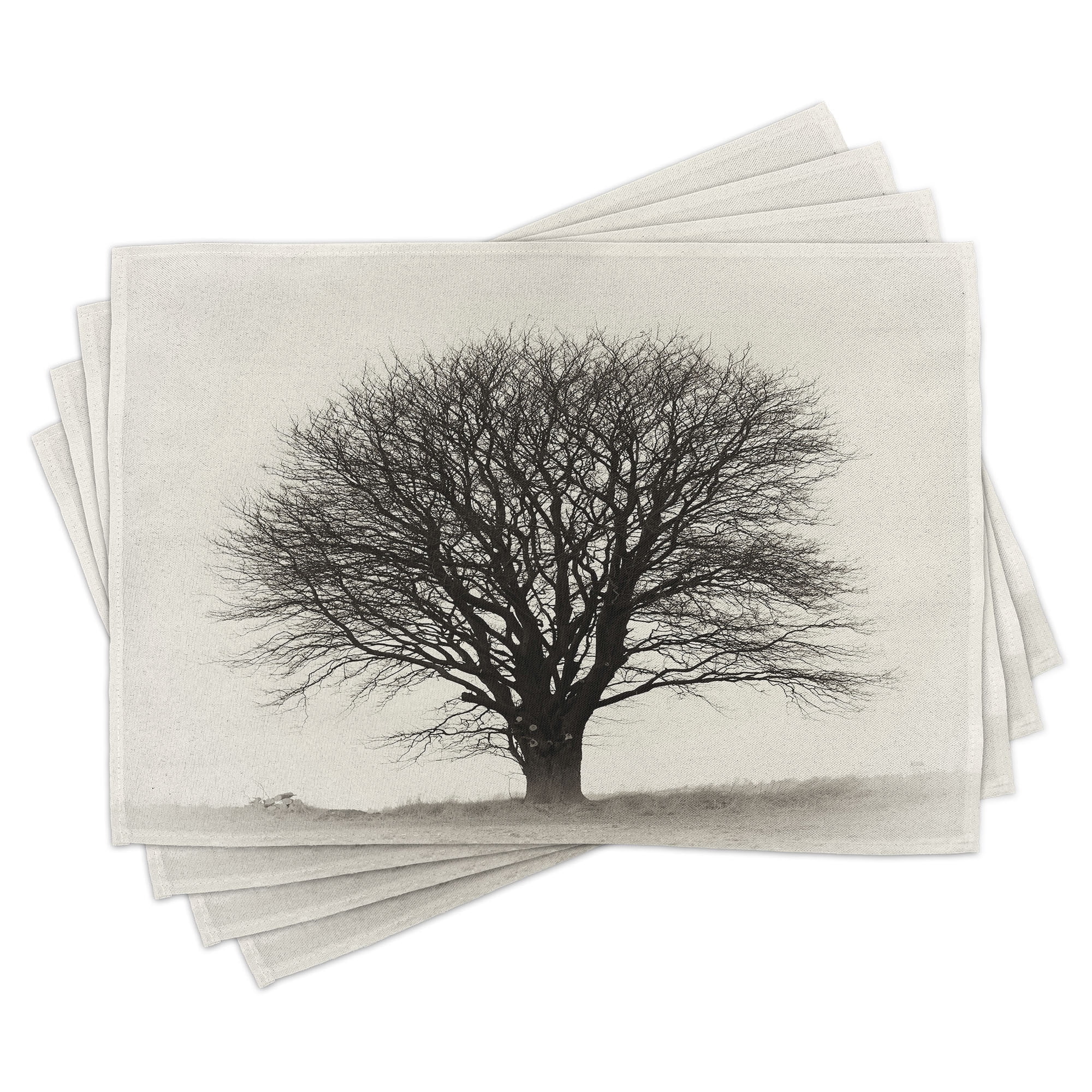 Ambesonne Country Place Mats Set of 4, Branch Tree Field, Standard Size ...