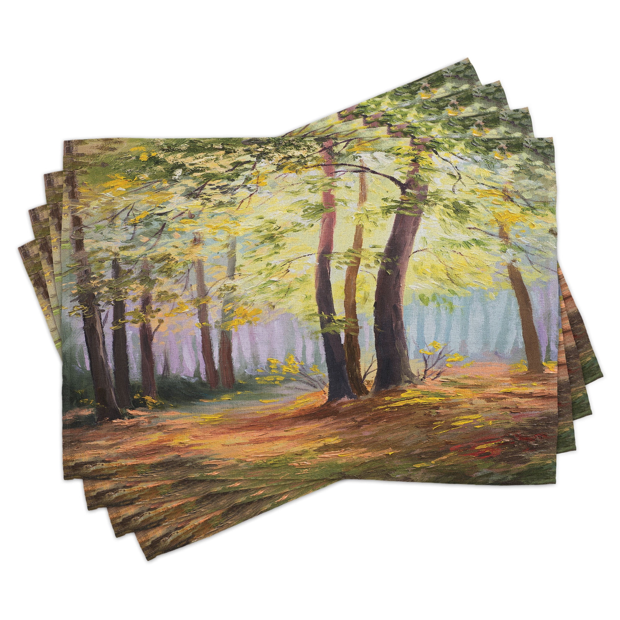 Brown Heavyweight Polyester Fabric Slip-Resistant Placemats, Set of 4
