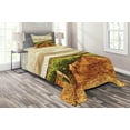 thumbnail image 1 of Ambesonne Country Quilted Coverlet 2 Pcs, Cloudy Vineyard in Fall, Twin Size, Burnt Orange Off White, 1 of 2